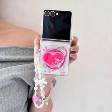 Imagem de Capa para Galaxy Z Flip5 com suporte magnético e corrente (para Galaxy Z Flip5/com corrente de suporte)