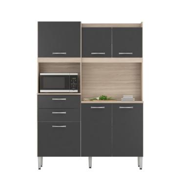Imagem de Cozinha Compacta 6 Pts 2 Gavetas Harmonia Avena/grafito Demóbile Avena/grafito
