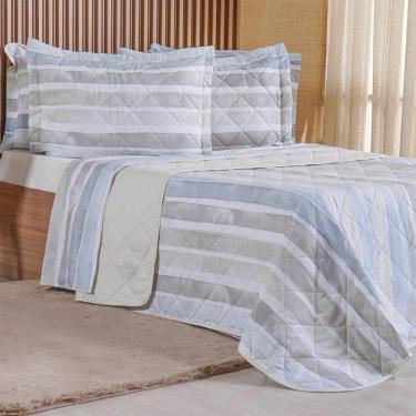 Imagem de Kit Colcha Queen 200 Fios Estampada New 100% Algodão 240x260cm Ligne
