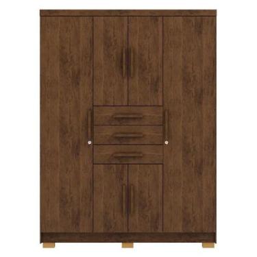 Imagem de Guarda Roupa Casal 151 Cm 6 Portas 3 Gavetas Vlr Imbuia - MILANI MOVEL