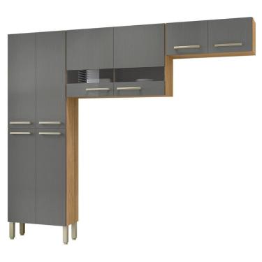 Imagem de Armário De Cozinha Compacta 221cm Vivian Plus Freijó/gris Z06 - Mpozenato