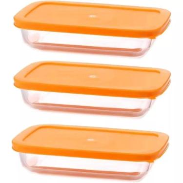 Imagem de Jogo Com 3 Potes De Vidro Com Tampa Borosilicato 700Ml