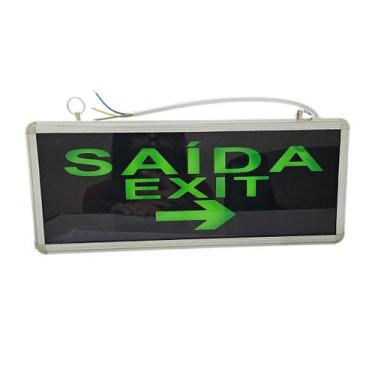 Imagem de Placa de Saida Dupla Face Exit Sinalizaçao LED Bateria Emergencia - AB