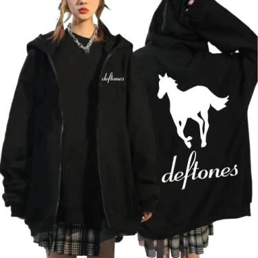 Imagem de Moletom Oversized Deftones - Branco - Com Zíper - Estilo Hip Hop, BR-M