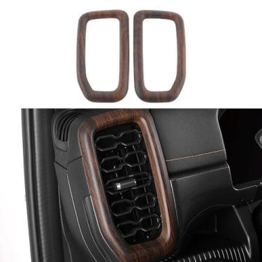 Imagem de ushilife Tampa de saída de ventilação de ar condicionado frontal capa protetora acessórios de carro compatíveis com Ford Ranger 2022 2023 2024 capa de acabamento interior de grão de madeira ABS