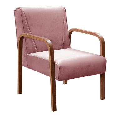 Imagem de Poltrona Decorativa Anita Cadeira Moderna Sala Recepção - Veludo Rosê 390