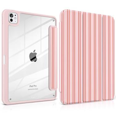 Imagem de Yebiseven Capa para iPad Pro de 11 polegadas (M5 2025 M4 2024) – [Suporte de lápis embutido], à prova de choque e elegante, parte traseira rígida transparente + borda de TPU macio, suporte magnético