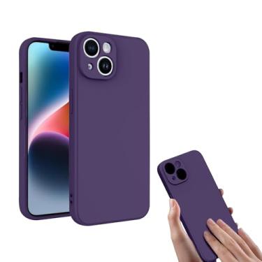 Imagem de Capa de silicone líquido, capa protetora compatível com telefone personalizado, capa de telefone antiderrapante à prova de choque para resistente a arranhões roxo escuro