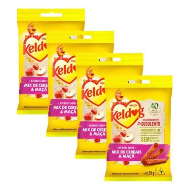 Imagem de PETISCO CACHORRO KELDOG 55g - MIX DE CEREAIS E MAÇA KIT COM 4UN