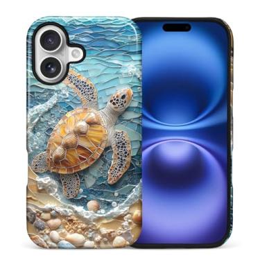 Imagem de CARLOCA Capa para iPhone 17, Ocean Turtle Beach Sea Waves Design Hybrid Dual Protection Soft TPU Hard PC à prova de choque anti-arranhões Capa protetora masculina feminina elegante