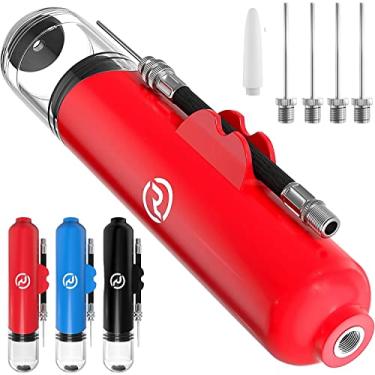 Imagem de Bomba de bola para bolas esportivas – 5 agulhas – bomba de basquete, bomba de bola de futebol – bomba de ar para bolas, vôlei, equipamento de acessórios de futebol – Bomba manual para infláveis – nunca perca pino com suporte