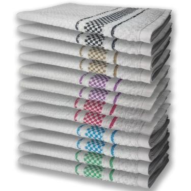 Imagem de 12 Panos De Prato Atoalhado Felpudo Vd+az+rs+rx+mr+pr