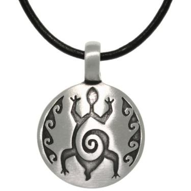 Imagem de Jewelry Trends Pingente unissex de tartaruga com design espiral tribal de estanho em 45,7 cm de couro preto