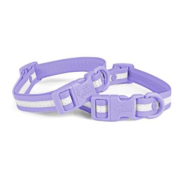 Imagem de lynxking Coleira refletiva impermeável ajustável durável para cães pequenos, médios e grandes, material de PVC de fácil limpeza, pacote com 2