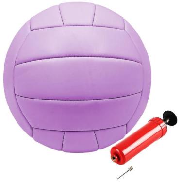 Imagem de Voleibol ABAJI, tamanho oficial, 5, PVC roxo, impermeável com bomba