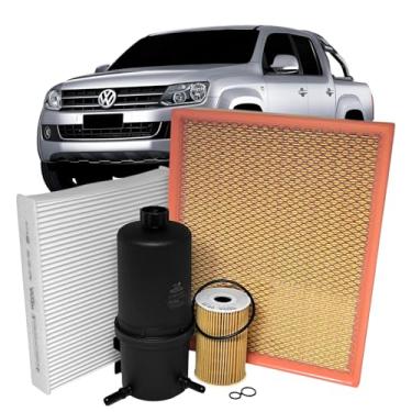 Imagem de Kit Troca Completa Filtros Compatível com Amarokk 2.0 16V TDI Diesel 2010 a 2014 Ar Óleo Combustível Cabine