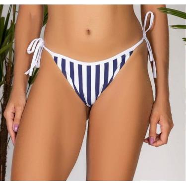 Imagem de Calcinha de Biquíni Listrada Azul Marinho Marina - Confeccionada em Po