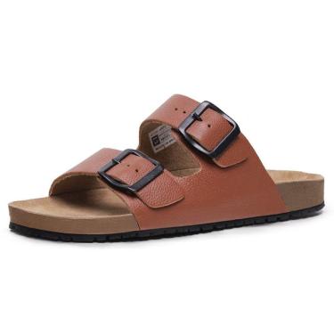 Imagem de Rasteira Papete Couro Palmilha Anatomica Unissex Fivela Com Regulagem Tendencia