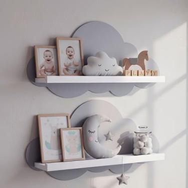 Imagem de Kit 2 Prateleiras para Quarto Infantil Nuvem - JPF Móveis