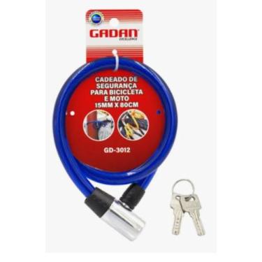 Imagem de Trava Cabo Aço Cadeado Bicicleta Bike Moto Segurança- 2 chaves - GADAN
