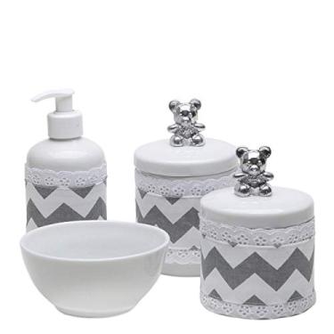 Imagem de Potinho de Mel Potes Molhadeira E Porta Álcool-Gel Com Capa Ursinho Cinza