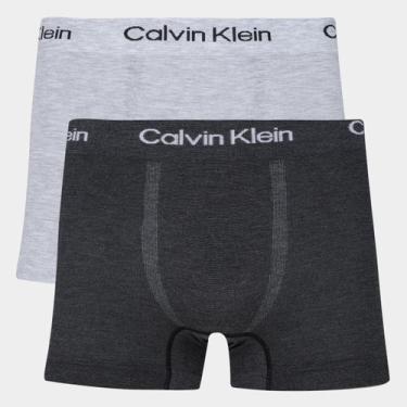Imagem de Kit Cueca Boxer Calvin Klein Seamless Viscose 2 Peças, Chumbo, Cinza, 