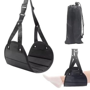 Imagem de Rede de descanso para os pés sob a mesa, apoio para os pés portátil de escritório e apoio para os pés de avião para viagens – rede ajustável para conforto embaixo da mesa, suporte ergonômico para pés