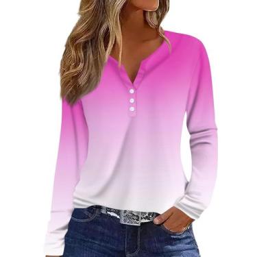 Imagem de Blusa túnica feminina COTECRAM com botão e decote em V, manga comprida