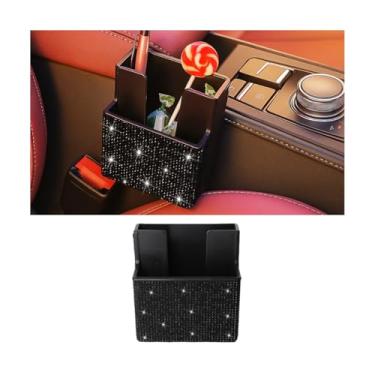 Imagem de Sandfren Organizador lateral de assento de carro brilhante, suporte de bolsa de armazenamento de veículo com strass de cristal para documentos de telefone, acessórios de caixa de organização