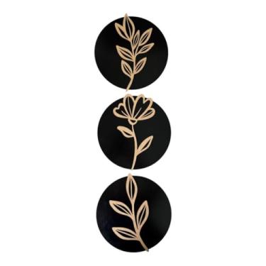 Imagem de Quadros Decorativos Trio Redondos MDF tema Flor e Folhagem design natural, material resistente, perfeita para adicionar charme a espaços residenciais(Branco)