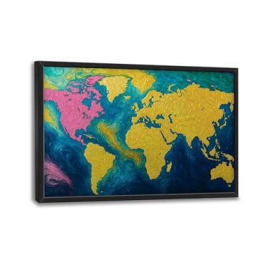 Imagem de Grande mapa do mundo arte de parede para sala de estar grande mapa do mundo decoração de parede fotos de viagem impressões em tela náutica pintura decoração de arte para quarto escritório presentes