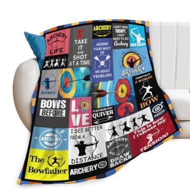 Imagem de Cobertor de flanela esportiva para tiro com arco e flecha ultramacio, aconchegante, cobertores, presentes para mulheres, meninas, homens, sofá-cama 127 x 101 cm