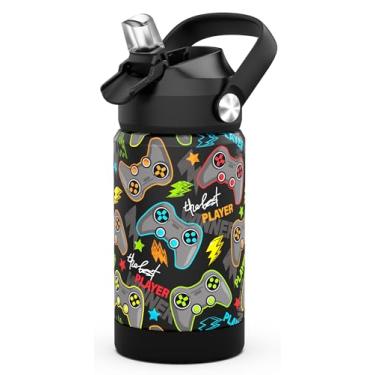 Imagem de Ntswasd Garrafa de água isolada para meninos com canudo, copos infantis de 340 g com aço inoxidável à prova de vazamento para creche escolar (jogo)