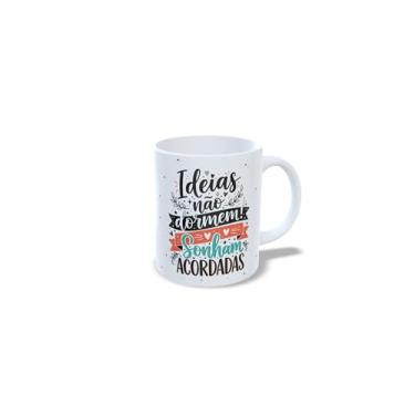 Imagem de Caneca Cerâmica com Mensagem Colorida em Arco-Íris, Branca, 325ml, Design Criativo com Frase em Português (22814)