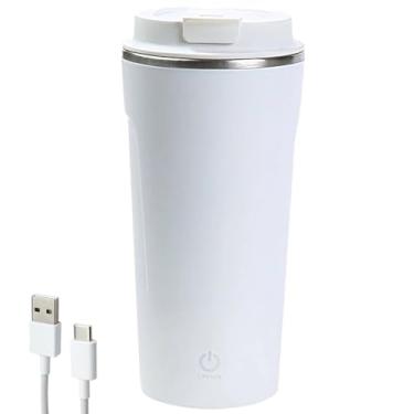 Imagem de Caneca de café automática de aço inoxidável recarregável por USB 400 ml à prova de vazamento - um toque com tampa fria, para operação bebidas quentes