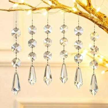 Imagem de 10 peças de enfeites de Natal transparentes de acrílico para pendurar no gelo, decoração de Natal em acrílico para árvore de Natal, ideal para centro de mesa, lustre de casamento, decoração de férias