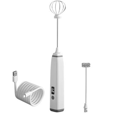 Imagem de Espumador de leite elétrico portátil, máquina de espuma recarregável para café, cozimento, inclui tela de LED e cabeça extra, carregamento USB