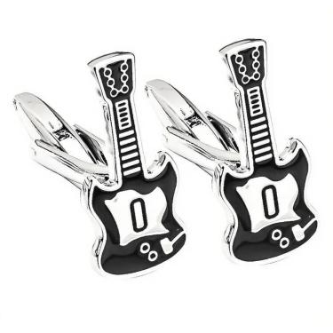 Imagem de Baixo Cufflinks Black com detalhes em esmalte