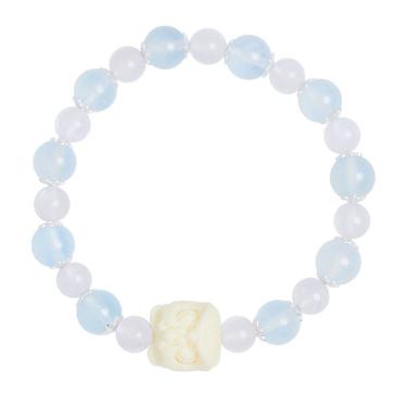 Imagem de Pulseira em prata S925 com miçangas em água-marinha e pedra da lua para mulheres