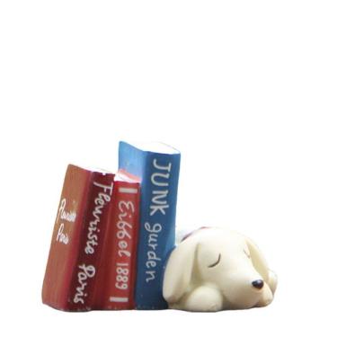 Imagem de Escultura de cachorro de desenho animado com livros, resina, decoração de jardim, 40g