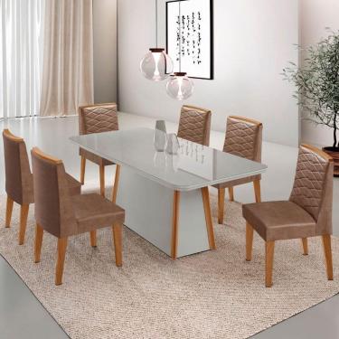 Imagem de Mesa De Jantar Diane 6 Cadeiras Moderna Tork Off White