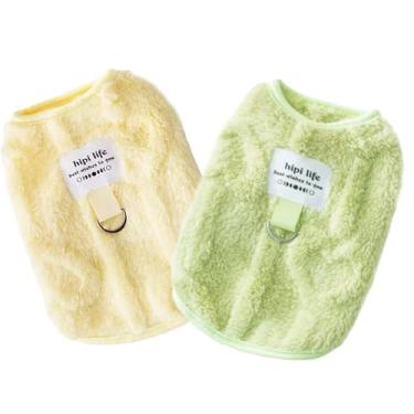 Imagem de JAAQUCD Pacote com 2 suéteres pequenos de lã para gatos com anel D, roupas de outono para filhotes de cachorro para meninas e meninos, casaco de inverno para cães, roupas de inverno para gatos