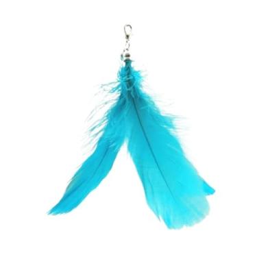Imagem de Luzhengyang Recargas de varinha Feather Cat Teaser – Cabeças inspiradas em pássaros naturais, acessórios de brinquedo de gato para brincadeiras interativas (pacote com 5) (refil de penas [azul lago])