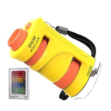 Imagem de Microscópio Para Crianças | Microscópio Com Zoom 60-80X E 12 Lâminas,Brinquedo De Experiência Científica,Para Escola Sala De Aula Caminhada Aprendizagem Pré-Escolar Casa Ar Livre