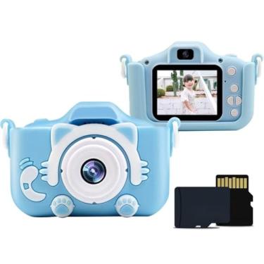 Imagem de Mini Câmera Infantil Mini Recarregável Com Capa Video Jogos Fotos, Suporta Capaz De Tirar Da Vida real (Azul+8G)