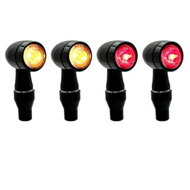 Imagem de MGMSINYO E-Mark LED CNC Indicador de Motocicleta Mini Luz de Direção Inspeção de Veículo DC12V IP67 Bullet DRL Lâmpada de Freio Universal (Preto, 4 peças YE + YE/RD)