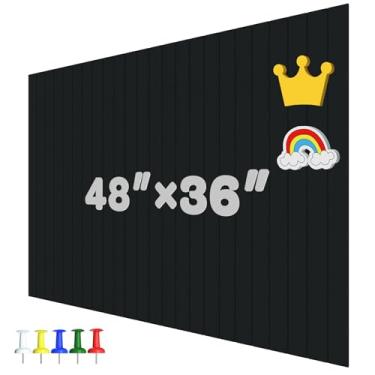 Imagem de INNOVART Quadro de avisos grande de feltro 122 x 91 cm, quadro decorativo de feltro para parede, quadro de exibição de fotos dobrável com fita autoadesiva, quadro de visão de feltro com 30 pinos,