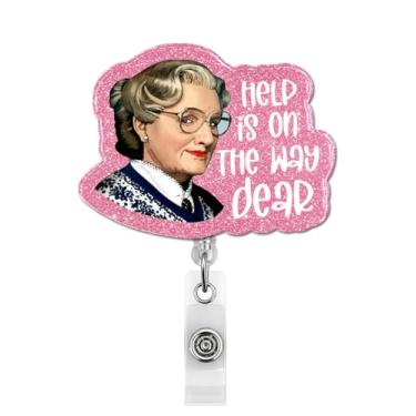 Imagem de Carretel de crachá retrátil de enfermeira fofo, Help is on the Way Dear ID Name Badge Holder com clipe jacaré para enfermeira cirúrgica, médico, estudante de enfermagem ou profissional médico