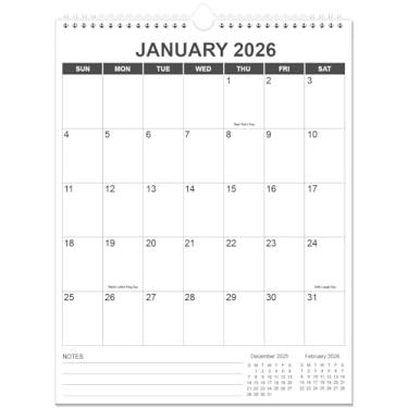 Imagem de Calendário de parede 2025-2026 – Funciona de novembro de 2025 a dezembro de 2026, calendário de parede suspenso 2026 para facilitar a organização, calendário vertical, 21,6 cm x 28 cm, preto