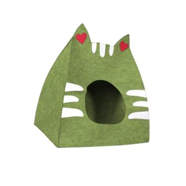 Imagem de Generic Casinha de feltro para arranhar gatos, toca dobrável para gatinhos, fácil acesso, 40 cm x 28 cm x 46, Verde